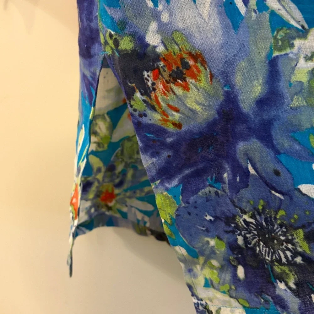 3 for‎ $25! Tommy Bahama Women’s Linen 3/4 Sleeve Floral Tunic Top, small - Picture 4 of 6